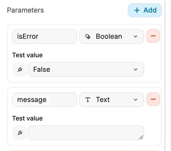 Set component parameters Screenshot of workflow component parameters