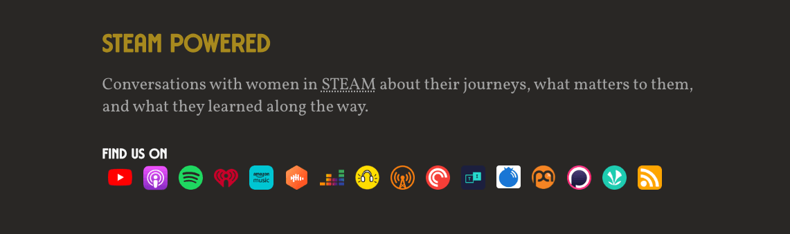 Listening platform links on the STEAM Powered website.